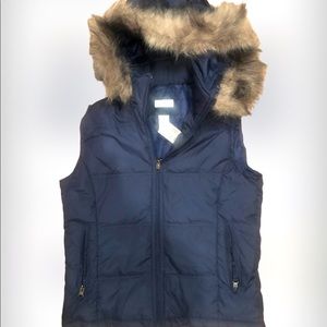 NWT - MAURICES Navy Blue Zip-up Puffer Vest w/Removable Hood SZ Small